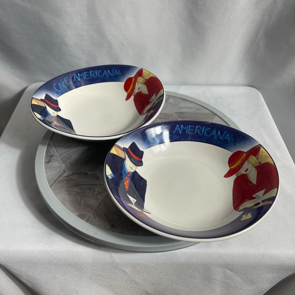 Sango Café Americana 4911 Bowls Set of 2 Retro Jazz Design 9” Diameter - Picture 1 of 8